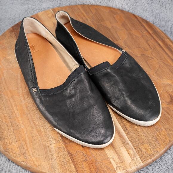 Frye Melanie Black Italian Leather Slip On Casual Flats Loafers Women SZ 9.5 M - Picture 1 of 7